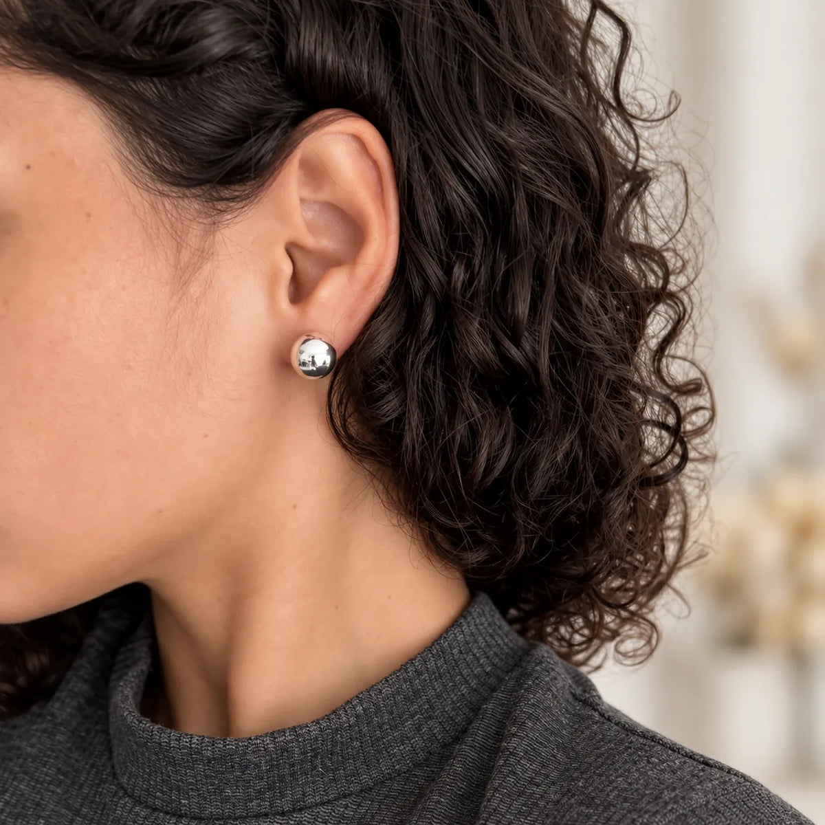 Ball Stud Earrings β White Rhodium-Plated Elegance