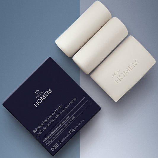 Caixa de Sabonetes em Barra 2 em 1 Corpo e Barba – Natura Homem