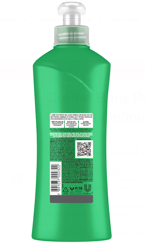 Creme para Pentear Seda Cachos Definidos e Hidratados 300ml