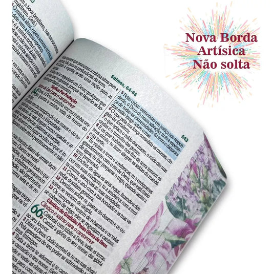 Bíblia Feminina Letra Grande com Harpa, Botão e Caneta