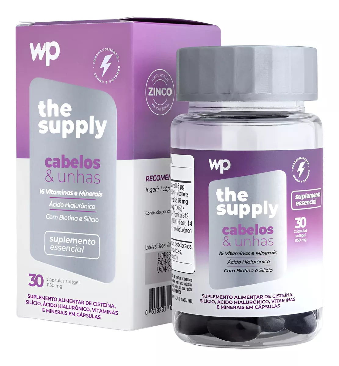 WPink Cabelos e Unhas Suplemento de Beleza – 30 cápsulas Softgel – WP