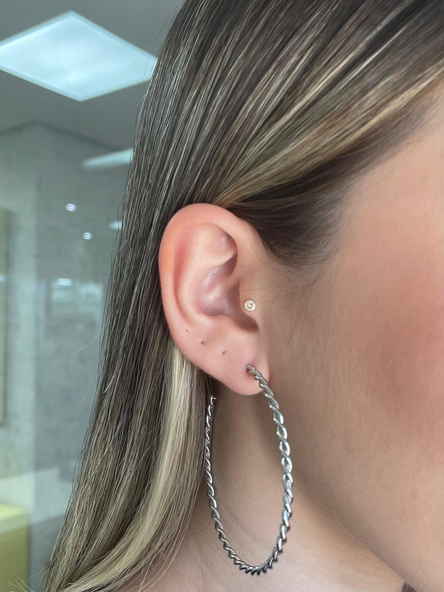 Large Hoop Earrings with Silver Plating