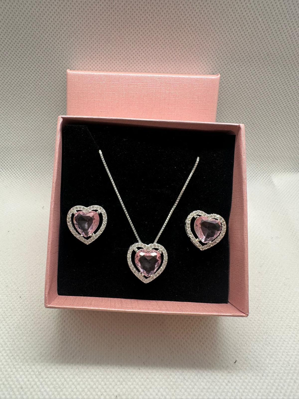 Heart Jewelry Set β Silver-Plated Finish