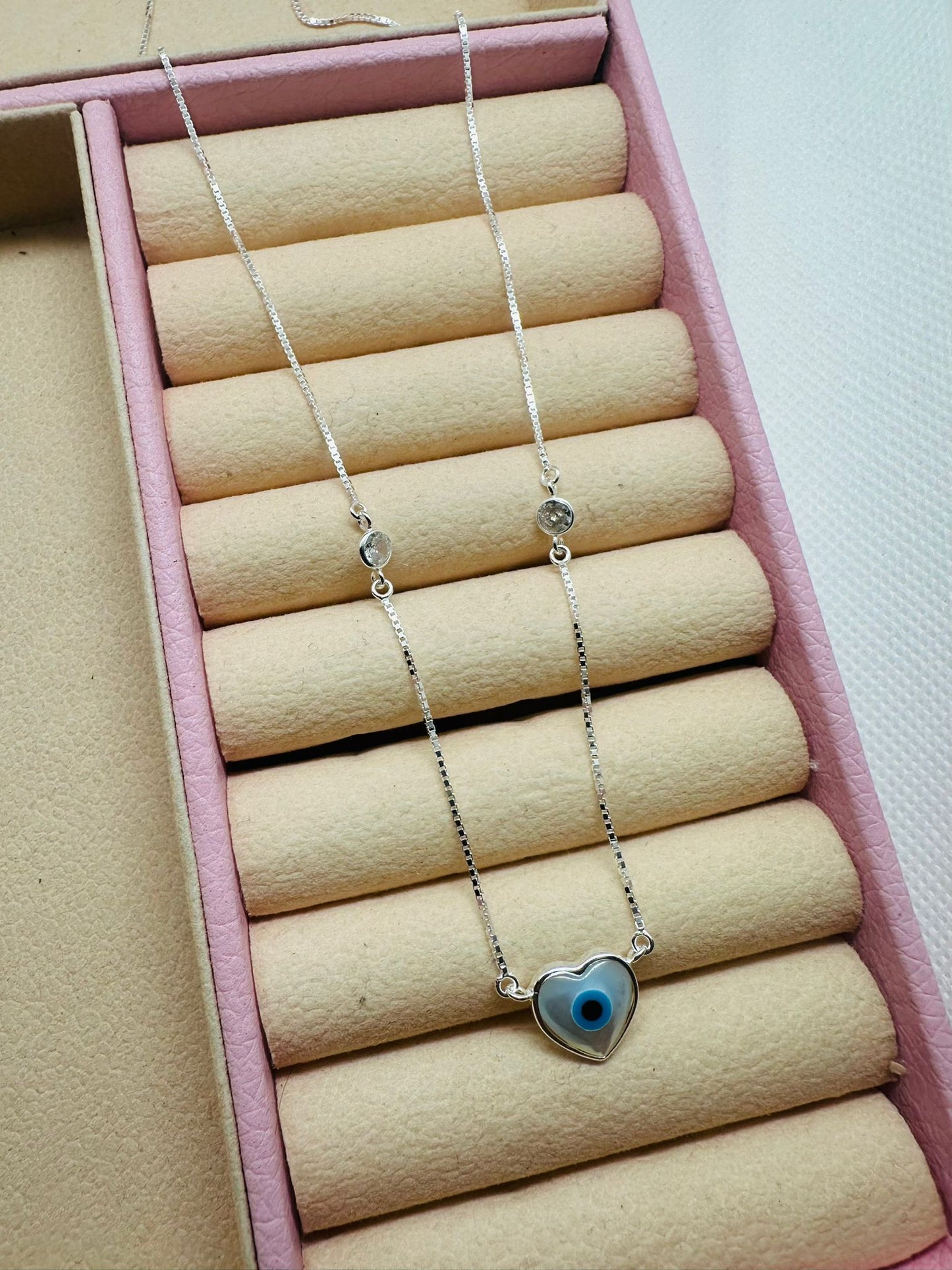 925 Silver Evil Eye Necklace β 45cm Chain & Protection Symbol