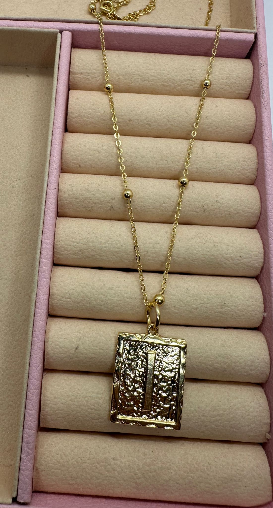 Necklace with Gold-Plated Letter "I" Pendant