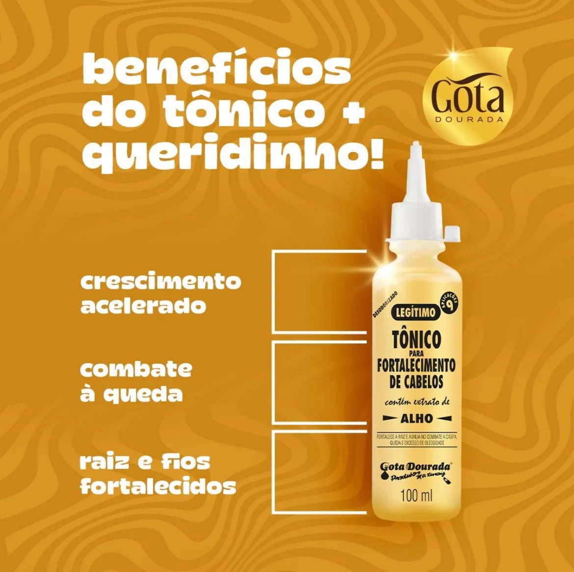 Kit 3 Tônicos de Alho Gota Dourada 100ml – Fortalecimento Capilar e Crescimento Saudável
