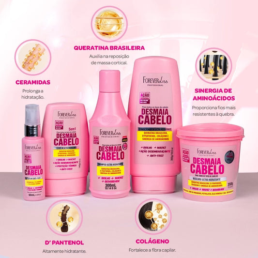 Kit Desmaia Cabelo Forever Liss – Shampoo, Máscara, Condicionador e Sérum