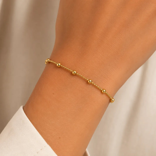 Pulseira de Bolinhas Banhada a Ouro