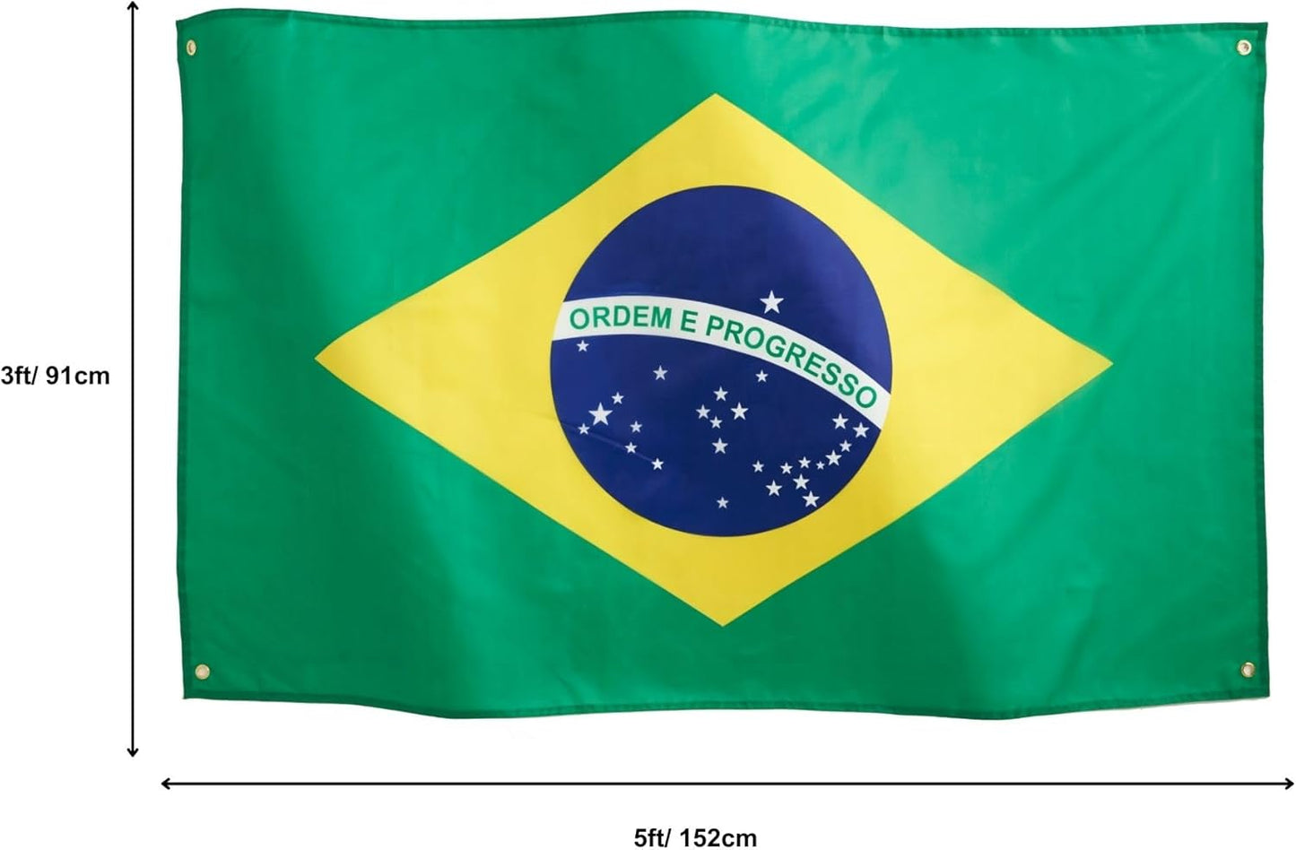 Bandeira do Brasil 3x5 ft (91x152 cm) - Cores Vibrantes