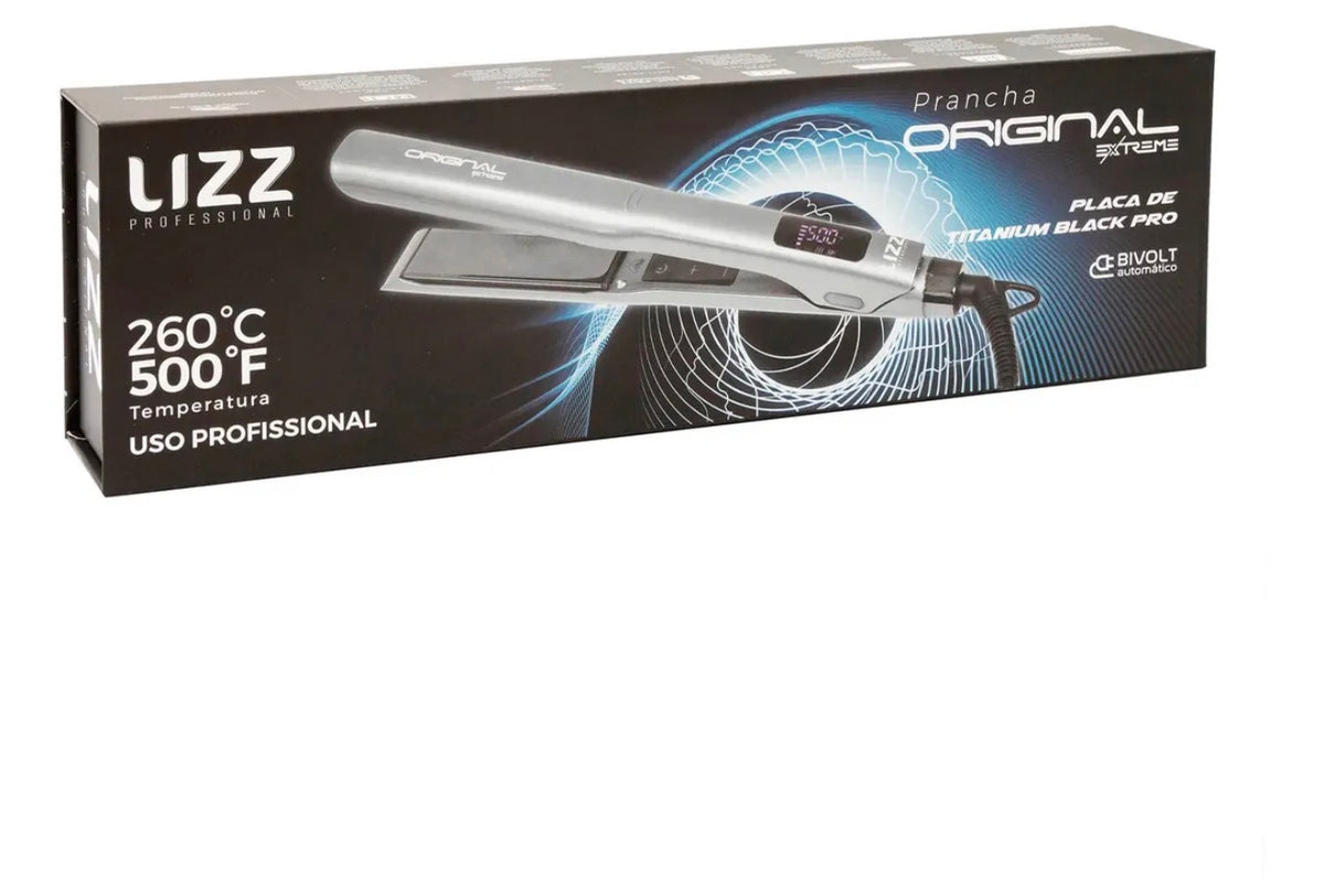 Lizz original Extreme 500°F Profissional Prancha Titânio Iônica Bivolt Alisa Modela Anti Frizz