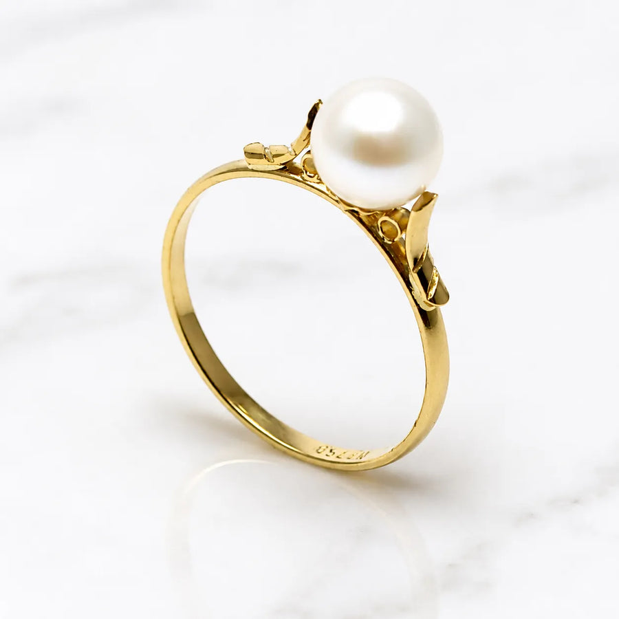 Anel de Pérola Legítima Ouro 18K