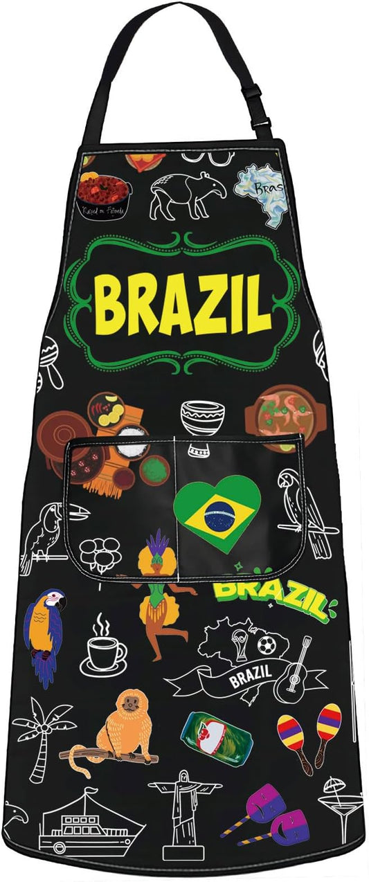 Avental Brasileiro – Estampa da Bandeira do Brasil para Cozinha, Churrasco e Eventos
