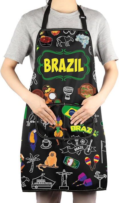 Avental Brasileiro – Estampa da Bandeira do Brasil para Cozinha, Churrasco e Eventos