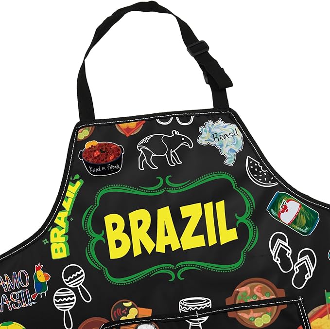 Avental Brasileiro – Estampa da Bandeira do Brasil para Cozinha, Churrasco e Eventos