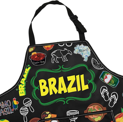 Avental Brasileiro – Estampa da Bandeira do Brasil para Cozinha, Churrasco e Eventos