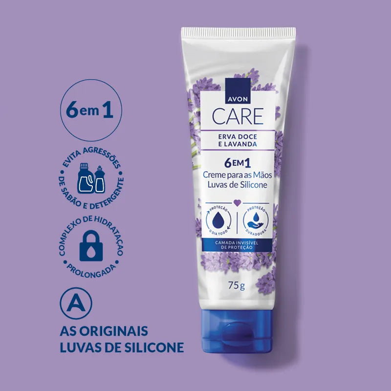 Avon Care Creme Protetor para Mãos Luvas de Silicone Erva Doce e Lavanda – Avon