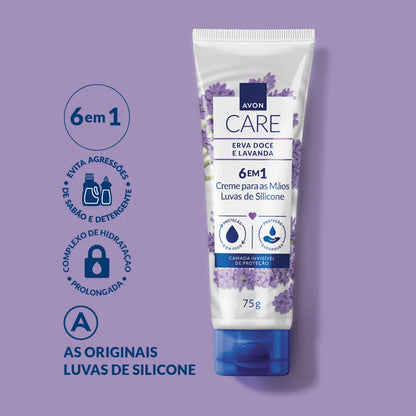 Avon Care Creme Protetor para Mãos Luvas de Silicone Erva Doce e Lavanda – Avon