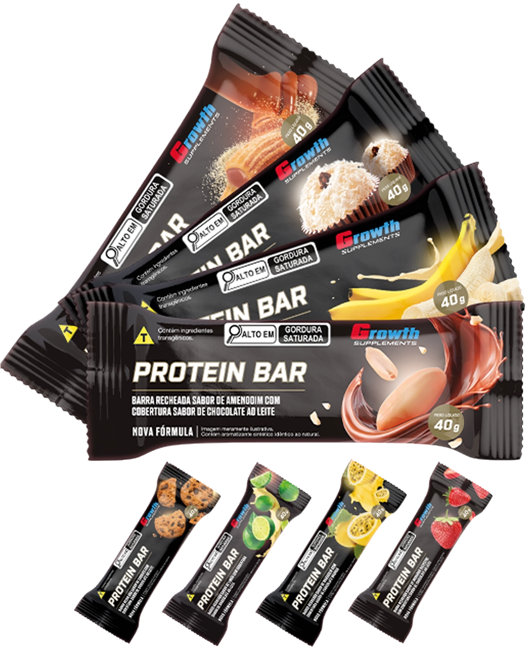 Barra de Proteína com Recheio – Display (12 unidades) – Growth Supplements