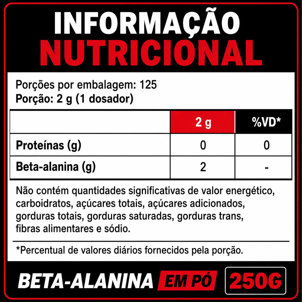 Beta-Alanina em Pó 250g – Growth Supplements