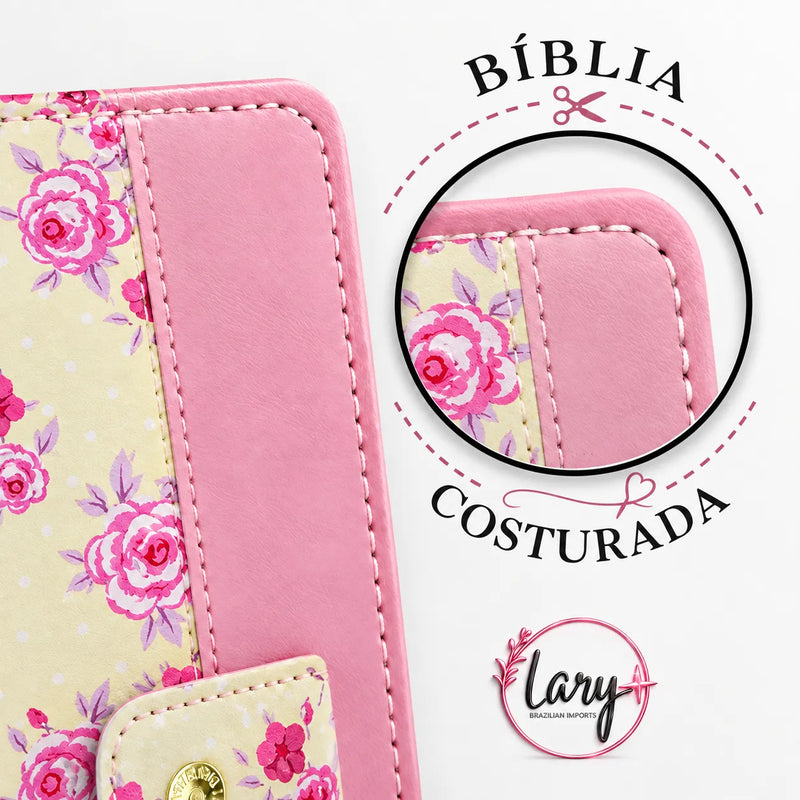 Large Print Women's Bible with Harp, Button, and Pen