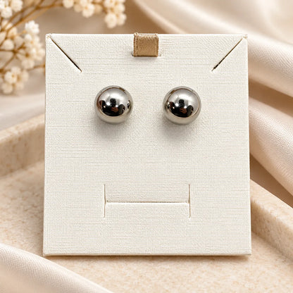 Ball Stud Earrings – White Rhodium-Plated Elegance