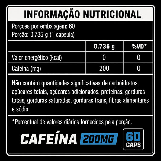 Cafeína 200mg 60 Cápsulas – Growth Supplements