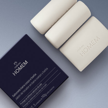 Caixa de Sabonetes em Barra 2 em 1 Corpo e Barba – Natura Homem