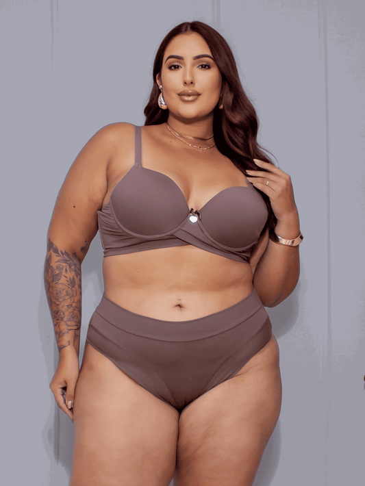 Calcinha Cós Médio Semi Fio Duplo Chocolate