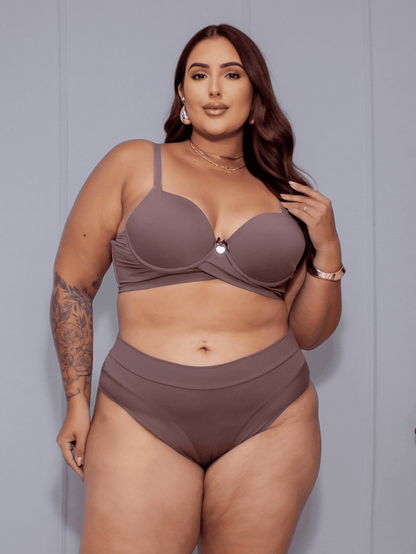 Calcinha Cós Médio Semi Fio Duplo Chocolate