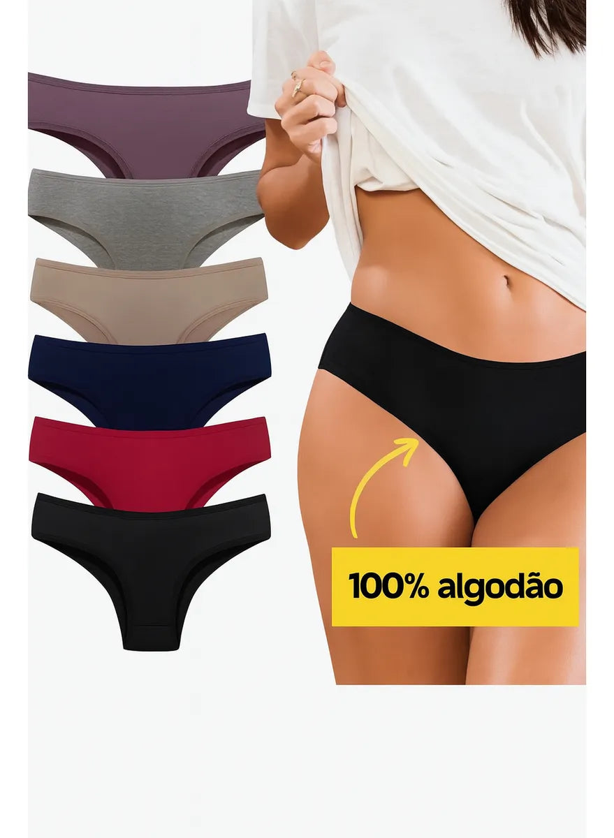 Calcinha Tanga Algodão Conforto Básica Feminina