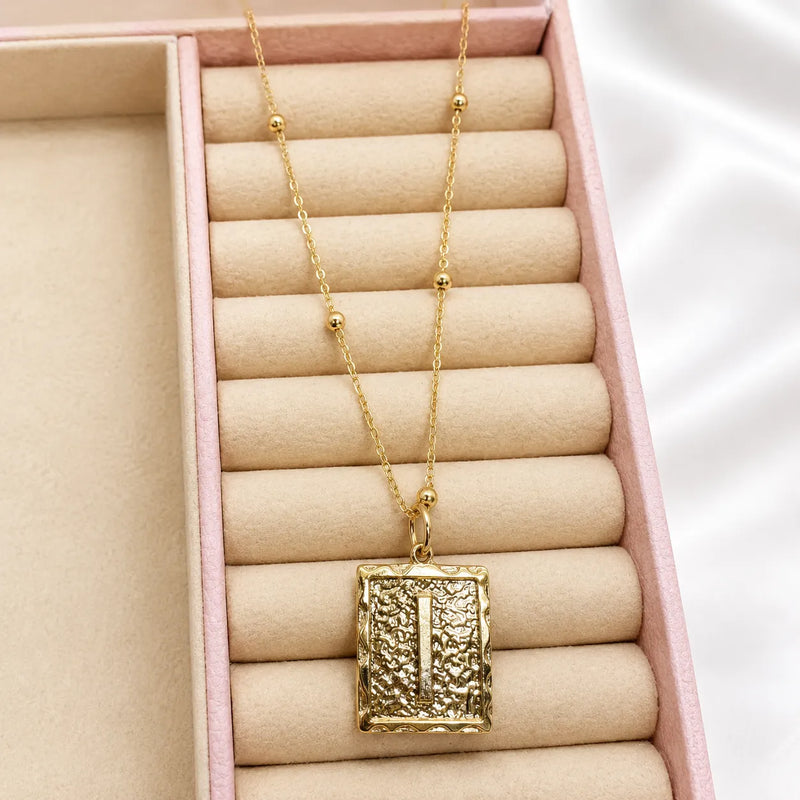 Gold Plated "I" Letter Pendant Necklace