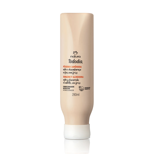 Condicionador Nutritivo Tododia Pêssego e Amêndoa 280ml – Vegano, Nutre e Reduz o Frizz