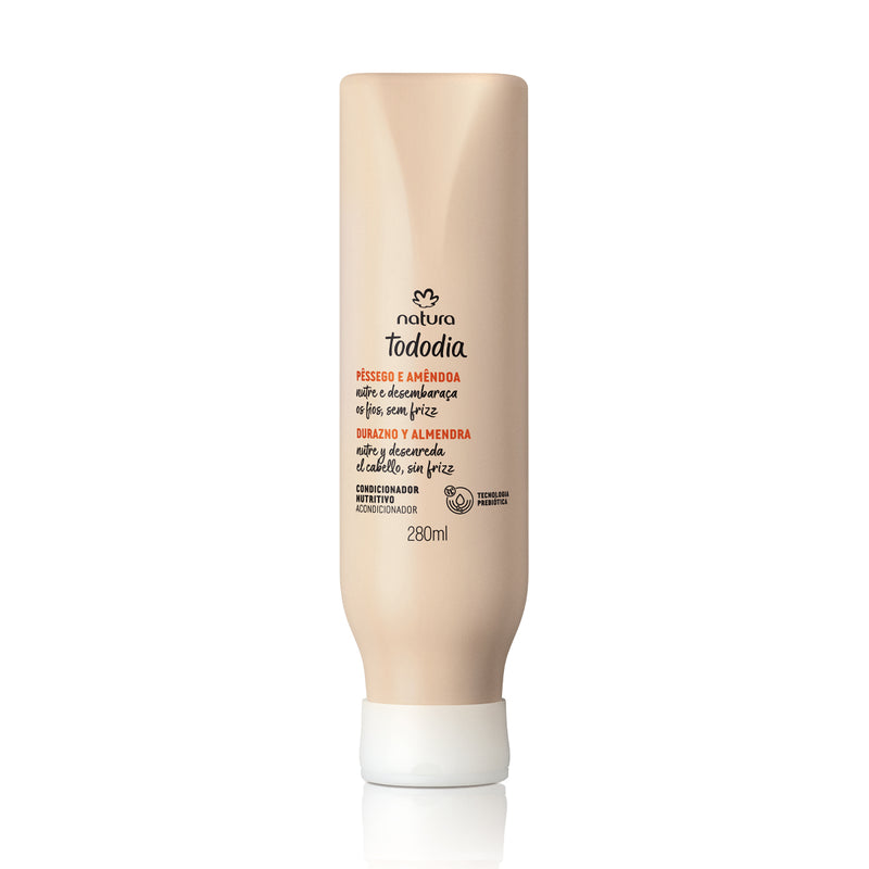 Condicionador Nutritivo Tododia Pêssego e Amêndoa 280ml – Vegano, Nutre e Reduz o Frizz