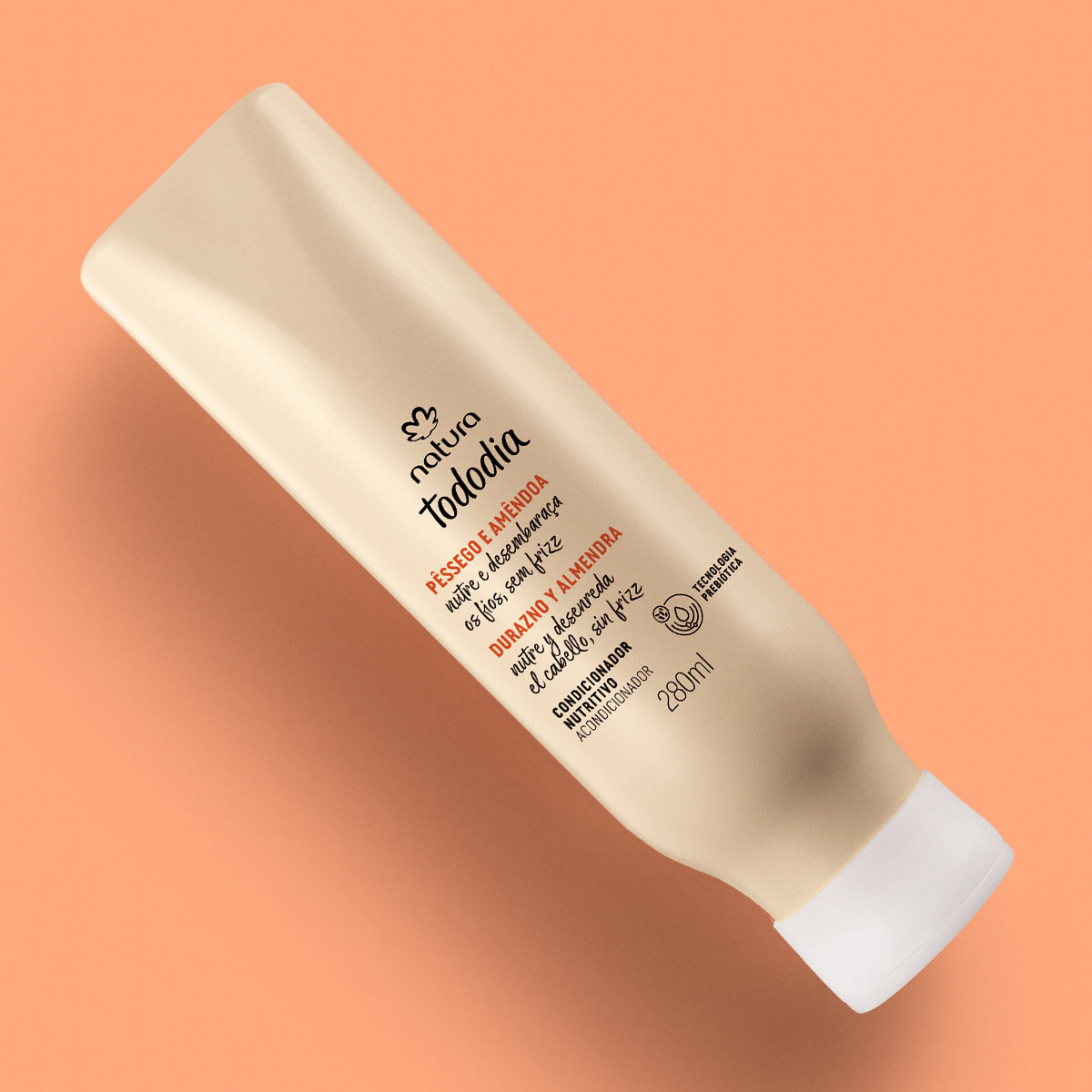 Condicionador Nutritivo Tododia Pêssego e Amêndoa 280ml – Vegano, Nutre e Reduz o Frizz