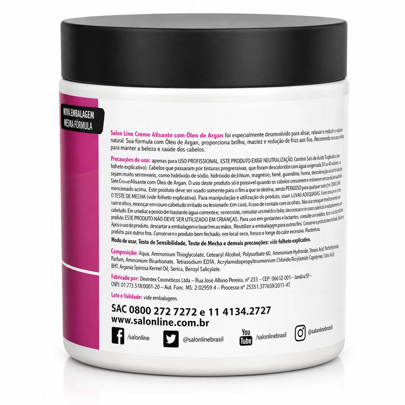 Creme Alisante Tioglicolato Argan Médio 500g – Salon Line