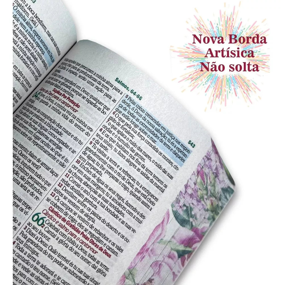 Bíblia Feminina Letra Grande com Harpa, Botão e Caneta