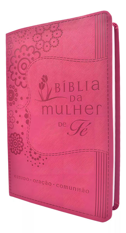 Bíblia da Mulher de Fé NVI – Capa de Luxo Couro Soft Rosa