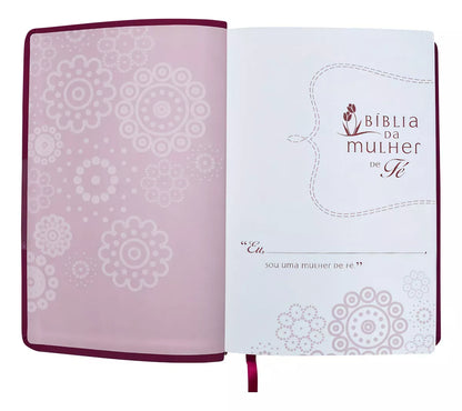 Bíblia da Mulher de Fé NVI – Capa de Luxo Couro Soft Rosa