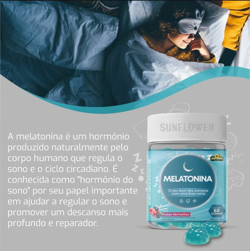 Melatonina Goma Gummies Sunflower – 60 Gomas de Frutas Vermelhas