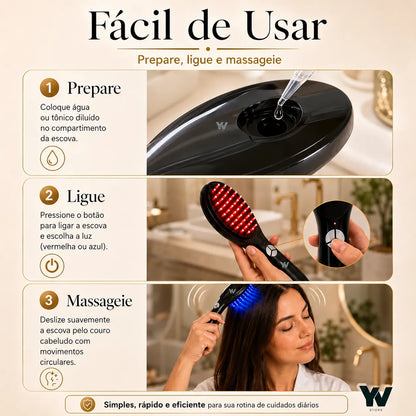 Escova Massageadora Capilar LED 4 EM 1
