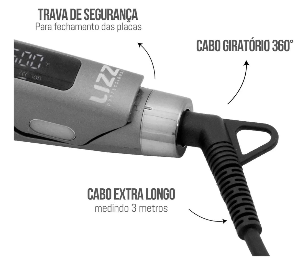 Lizz original Extreme 500°F Profissional Prancha Titânio Iônica Bivolt Alisa Modela Anti Frizz