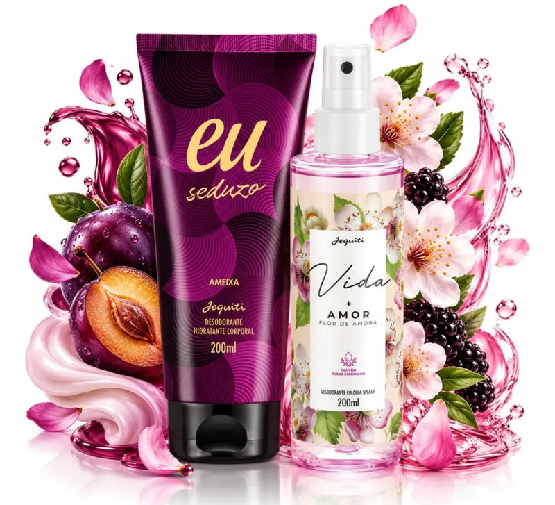 Kit Hidratante Eu Seduzo E Splash Vida + Amor Flor De Amora Jequiti