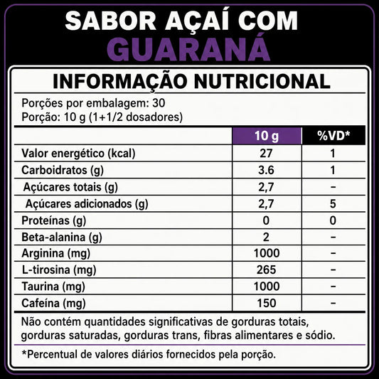 Haze Hardcore Pré-Treino Açaí com Guaraná 300g – Growth Supplements