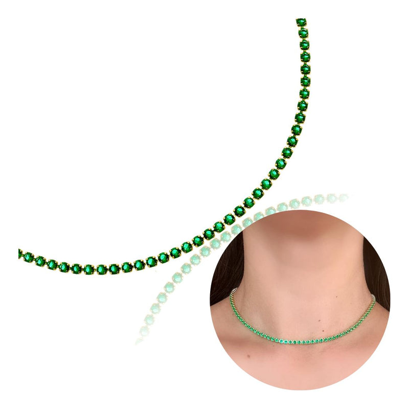 Three-Piece Set: Choker, Earrings, and Ring with Emerald Stones