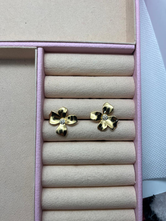 Gold-Plated Flower Earrings