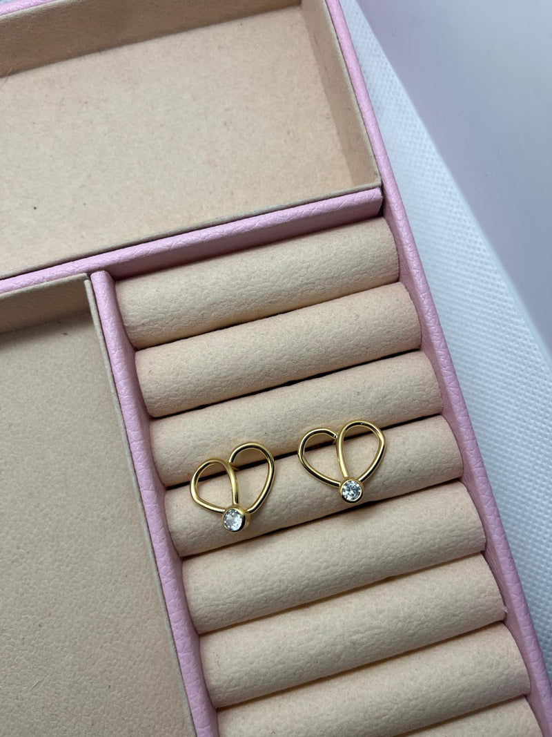 Heart Earrings with Solitaire Stone