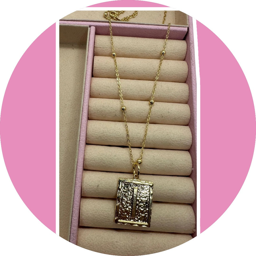 Necklace with Gold-Plated Letter "I" Pendant