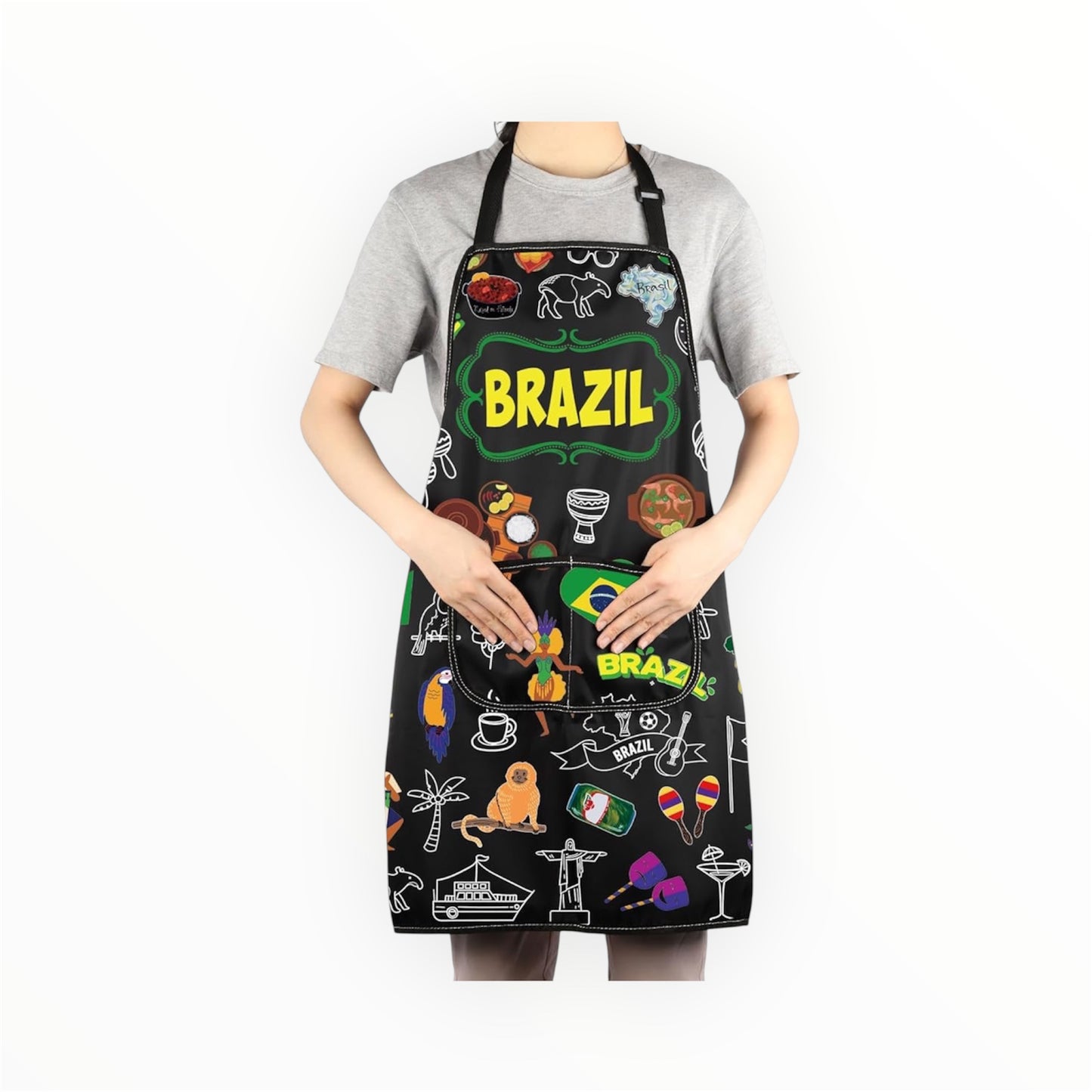 Avental Brasileiro – Estampa da Bandeira do Brasil para Cozinha, Churrasco e Eventos
