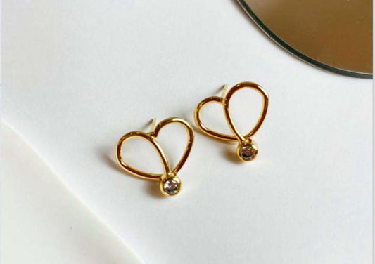 Heart Earrings with Light Point Stone