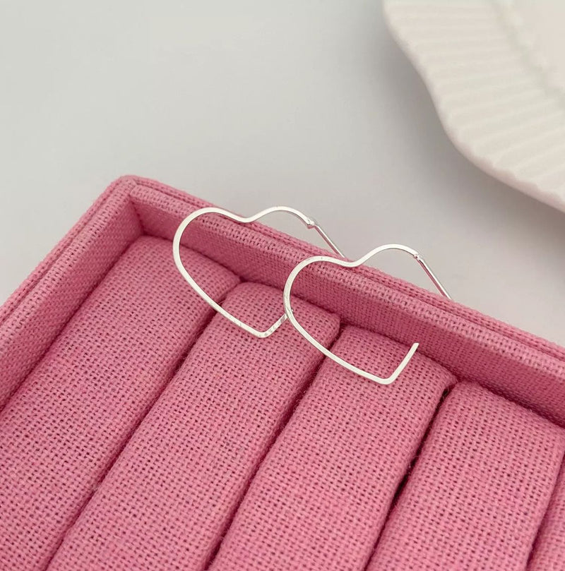 Heart-Shaped Earrings with Silver Plating